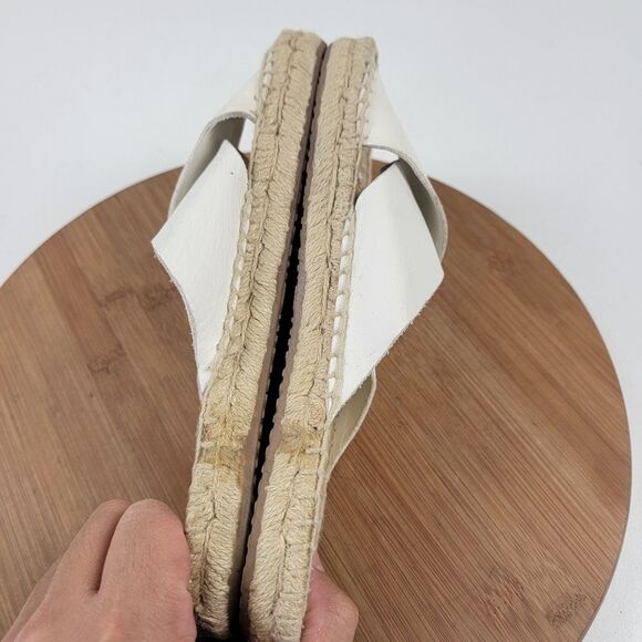 Tory Burch Bima White Leather Espadrille Slide Flats Womens Size 10 Beach - Picture 9 of 13